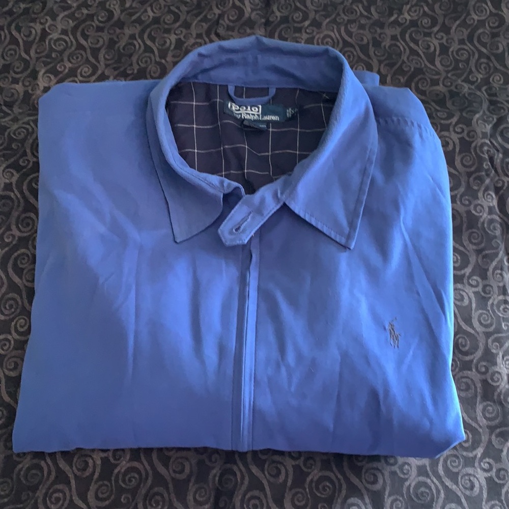 Polo Lauren XL microsuede Zip-up Jacket Royal Blue